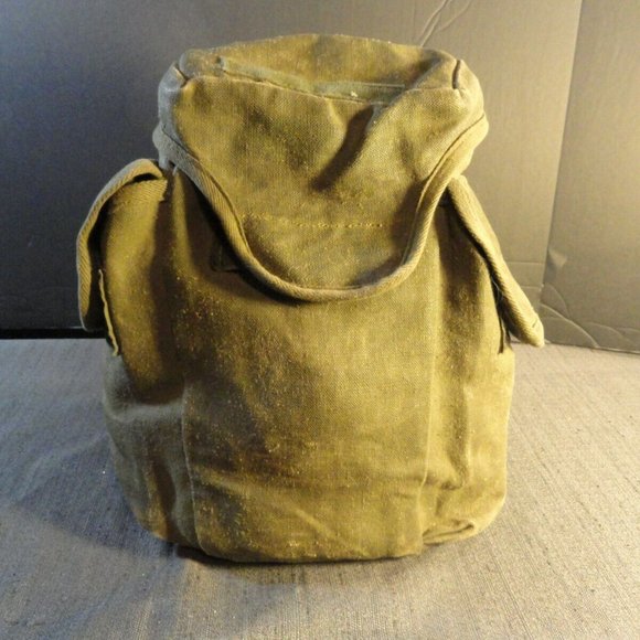 VINTAGE VIETNAM ERA FRENCH ARMY SACM 63 15-HBL GREEN CANVAS POUCH LD 3021